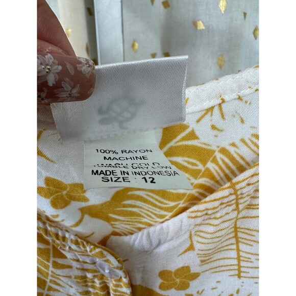 Hamakua Keiki Hawaiian Tropical Leaves Button Down Front Tie Crop Tank Top 12 - Picture 4 of 4